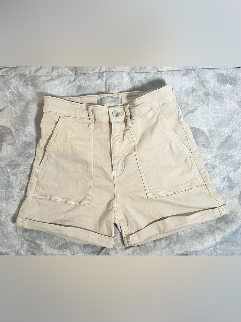 Mavi Cream High-Rise Twill Shorts